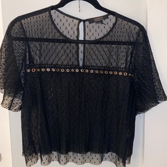 Cropped black polka dot shirt - Picture 1 of 2